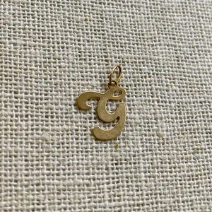 Tiny “G” initial charm 14K gold stamped